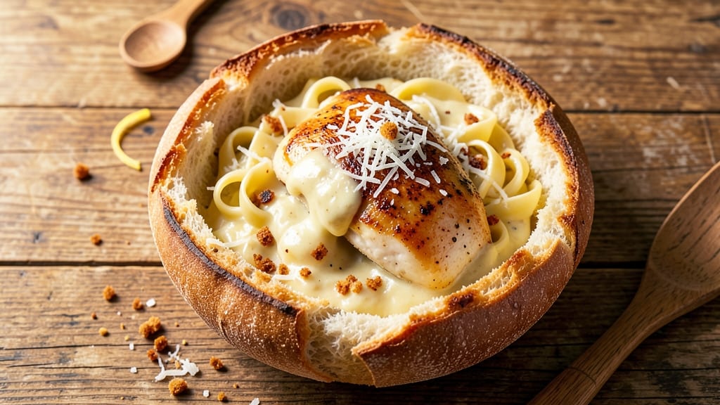 Alfredo Bread Bowl Recipe: Cheesy Pasta-Stuffed Bread Bites