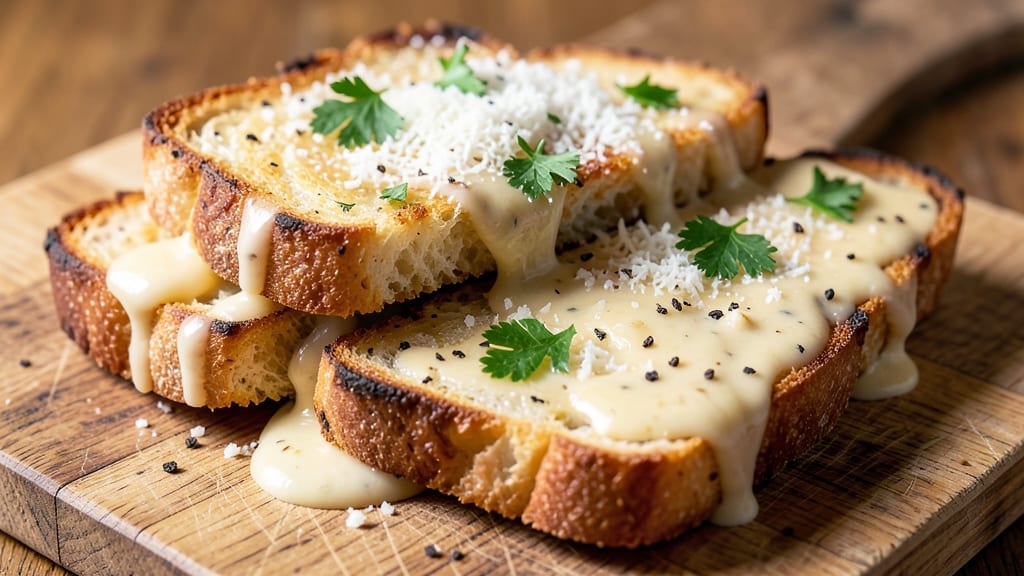 Alfredo Bread Recipe: Buttery Garlic Sauce Soaked Into Toasted Slices